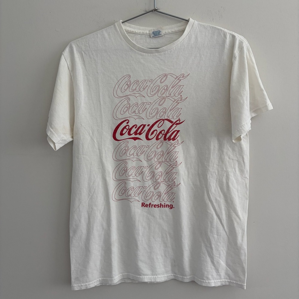 Coca-Cola Refreshing Graphic T-Shirt Delta Pro Weight White Mens